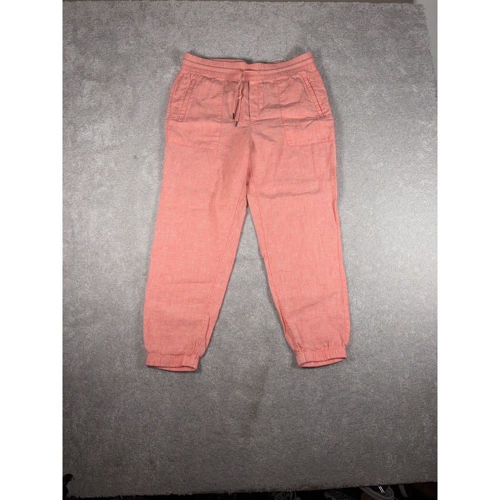 Athleta Women's Retreat 100% Linen Jogger Pants Persimmon Coral Size 12 Resort